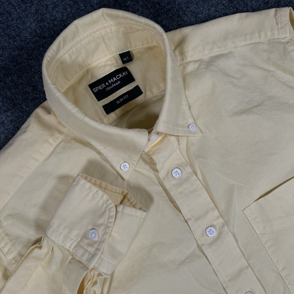 Spier & Mackay Shirt Mens 15.5 Yellow Slim Fit Oxford Button Down Cotton OCBD